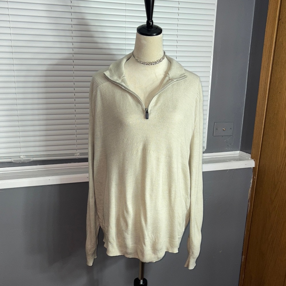 Dockers XXL Cream Quarter-Zip Sweater • Classic Knit Pullover